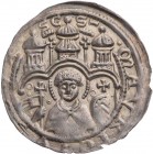 MAGDEBURG ERZBISTUM
Wichmann von Seeburg, 1152-1192. Brakteat 1165-1170 Moritzpfennig, SC-S MAVRICIVS DVX, Hüftbild des St. Mauritius mit Kreuzfahne ...