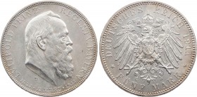 REICHSSILBERMÜNZEN BAYERN
Luitpold, Prinzregent, 1886-1912. 5 Mark 1911 D Zum 90. Geburtstag und zum 25. Regentschaftsjubiläum J. 50. winz. Kratzer, ...