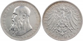 REICHSSILBERMÜNZEN SACHSEN-MEININGEN
Georg II., 1866-1914. 3 Mark 1908 D J. 152. min. Randfehler, ss-vz