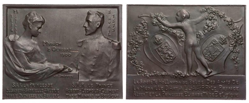 BELGIEN KÖNIGREICH
Leopold II., 1865-1909. Bronzeplakette 1900 v. Charles van d...
