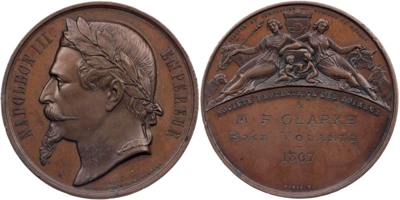 FRANKREICH 2. KAISERREICH, 1852-1870.
Napoléon III., 1852-1870. Bronzemedaille ...