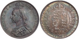 GROSSBRITANNIEN / IRLAND VEREINIGTES KÖNIGREICH
Victoria, 1837-1901. 1/2 Crown 1890 S. 3924. herrliche, irisierende Patina, vz+