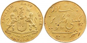 GROSSBRITANNIEN / IRLAND BRITISCHE KOLONIEN
British East India Company. 1 Gold-Mohur o. J. (1819) Madras Presidency KM 421.3; Fr. 1587. 11.66 g. Gold...