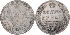RUSSLAND KAISERREICH
Nikolaus I., 1825-1855. Rubel 1851 St. Petersburg, Mmz. GA (kyrill.) Bitkin 228; Dav. 283. winz. Kratzer, vz aus PP