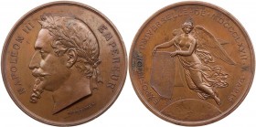 GEWERBE, HANDEL, INDUSTRIE WELTAUSSTELLUNGEN
Paris (1867) Bronzemedaille 1867 v. Hubert Ponscarme, bei Monnaie de Paris Vs.: Kopf Napoleons III. mit ...