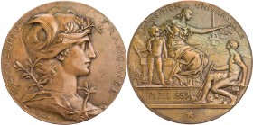 GEWERBE, HANDEL, INDUSTRIE WELTAUSSTELLUNGEN
Paris (1889) Bronzemedaille 1889 v. Jean-Baptiste Daniel-Dupuis, bei Monnaie de Paris Vs.: REPUBLIQUE FR...