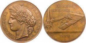 GEWERBE, HANDEL, INDUSTRIE WELTAUSSTELLUNGEN
Paris (1889) Bronzemedaille 1889 v. Eugène André Oudiné / Jean-Baptiste Daniel-Dupuis, bei Monnaie de Pa...