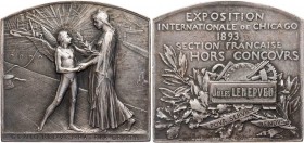 GEWERBE, HANDEL, INDUSTRIE WELTAUSSTELLUNGEN
Chicago (1893) Versilberte Bronzeplakette o. J. (1894) v. Louis Oscar Roty, bei Monnaie de Paris Preispl...