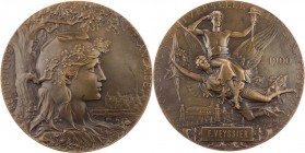 GEWERBE, HANDEL, INDUSTRIE WELTAUSSTELLUNGEN
Paris (1900) Bronzemedaille 1900 v. Jules-Clément Chaplain, bei Monnaie de Paris Prämie, Vs.: REPUBLIQUE...