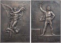 GEWERBE, HANDEL, INDUSTRIE WELTAUSSTELLUNGEN
Paris (1900) Versilberte Bronzeplakette 1900 v. Frédéric de Vernon, bei Monnaie de Paris Vs.: REPUBLIQUE...