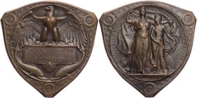 GEWERBE, HANDEL, INDUSTRIE WELTAUSSTELLUNGEN
Saint Louis (1904) Dreieckige Bronzeplakette 1904 v. Adolph Alexander Weinman Vs.: Adler steht mit ausge...