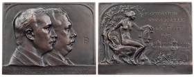 GEWERBE, HANDEL, INDUSTRIE WELTAUSSTELLUNGEN
Brüssel (1910) Bronzeplakette 1910 v. Paul Dubois (Vs. Monogramm signiert), bei Fonson & Cie. Vs.: Büste...