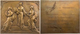 GEWERBE, HANDEL, INDUSTRIE WELTAUSSTELLUNGEN
Turin (1911) Bronzeplakette 1912 v. Louis Antoine de Smeth Vs.: Belgia wird von den Personifikationen Tu...
