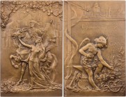 GEWERBE, HANDEL, INDUSTRIE WELTAUSSTELLUNGEN
Gent (1913) Bronzeplakette 1913 v. René Grégoire, bei Arthus Bertrand, Paris Vs.: Gandia geleitet beritt...