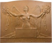 GEWERBE, HANDEL, INDUSTRIE WELTAUSSTELLUNGEN
Brüssel (1935) Einseitige Bronzeplakette 1935 v. Armand Bonnétain, bei Jules Fonson Prämie. Hüftbild der...