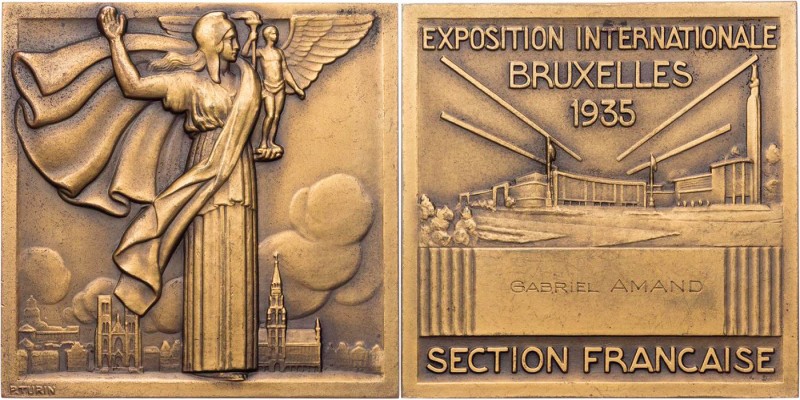 GEWERBE, HANDEL, INDUSTRIE WELTAUSSTELLUNGEN
Brüssel (1935) Bronzeplakette 1935...
