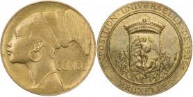 GEWERBE, HANDEL, INDUSTRIE WELTAUSSTELLUNGEN
Brüssel (1935) Vergoldete Bronzemedaille 1935 v. Pierre Turin / Georges-Henri Prud'homme, bei Monnaie de...