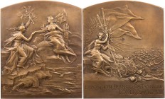GEWERBE, HANDEL, INDUSTRIE INTERNATIONALE AUSSTELLUNGEN
London (1908) Bronzeplakette 1908 v. Charles Pillet, bei Monnaie de Paris Vs.: Britannia sitz...