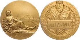 GEWERBE, HANDEL, INDUSTRIE INTERNATIONALE AUSSTELLUNGEN
Lyon (1914) Vergoldete Bronzemedaille 1914 ohne Signatur, bei Christofle, Paris Prämie, Vs.: ...