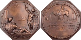 GEWERBE, HANDEL, INDUSTRIE INTERNATIONALE AUSSTELLUNGEN
Antwerpen (1930) Achteckige Bronzemedaille 1930 v. Josuë Dupon, bei Jules Fonson Vs.: Flussgo...