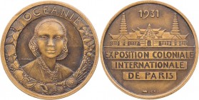 GEWERBE, HANDEL, INDUSTRIE INTERNATIONALE AUSSTELLUNGEN
Paris (1931) Bronzemedaille 1931 v. Anie Mouroux, bei Monnaie de Paris Vs.: OCEANIE, Polynesi...