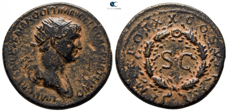 Trajan AD 98-117. Rome mint for circulation in the East
Semis Æ

24 mm., 8.67...