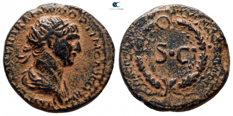 Trajan AD 98-117. Struck in Rome for circulation in the East
Semis Æ

17 mm.,...