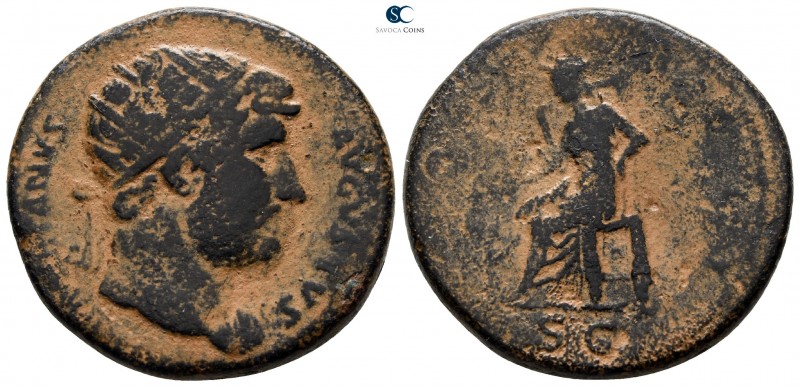 Hadrian AD 117-138. Rome
Dupondius Æ

27 mm., 15.04 g.



fine