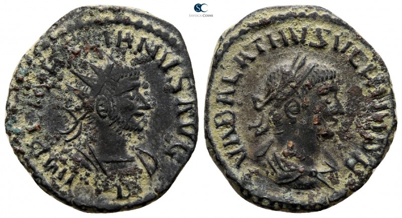 Aurelian and Vabalathus AD 271-272. Antioch
Antoninianus Æ

20 mm., 3.15 g.
...