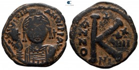 Justinian I AD 527-565. Nikomedia. Half follis Æ
