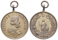 ITALIA
Giuseppe Garibaldi (patriota), 1807-1882.
Medaglia s. data opus sconosciuto.
Æ, gr. 7,32 mm 25,7
Dr. GIUSEPPE - GARIBALDI. Busto a d.; sott...