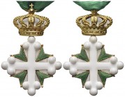 ROMA
Durante Vittorio Emanuele II e III, 1860-1943. 
Ordine di San Maurizio e Lazzaro. Croce di Cavaliere Ufficiale con nastro verde, oro e smalti. ...