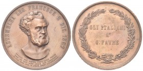 ROMA
Durante Vittorio Emanuele II, 1861-1878.
Medaglia 1867 opus A. Pieroni.
Æ, gr. 83,08 mm 55,4
Dr. ASSEMBLEA LEG FRANCESE 2 DIC 1867. Busto, di...
