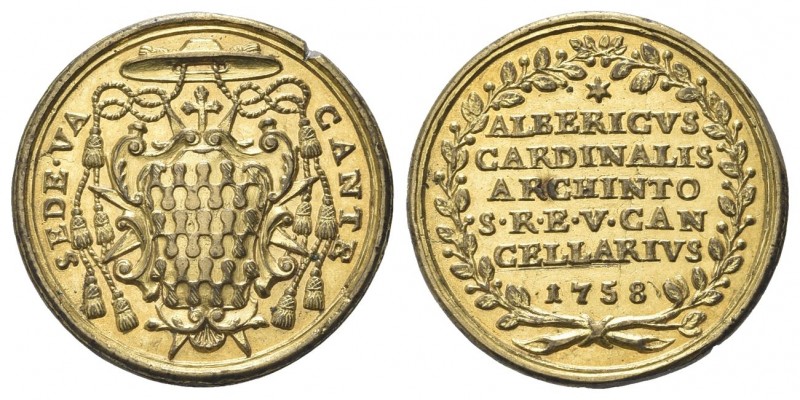 ROMA
Sede Vacante (Cam. Card. Girolamo Colonna), 1758.
Medaglia 1758.
Æ dorat...
