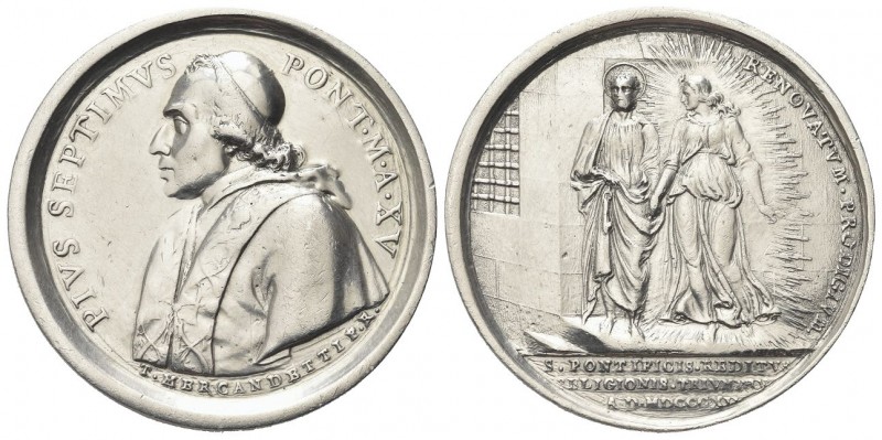 ROMA
Pio VII (Barnaba Chiaramonti), 1800-1823.
Medaglia 1814 a XV opus T. Merc...