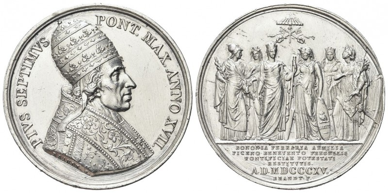 ROMA
Pio VII (Barnaba Chiaramonti), 1800-1823.
Medaglia 1816 a. XVII opus Fran...