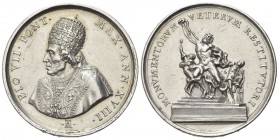 ROMA
Pio VII (Barnaba Chiaramonti), 1800-1823.
Medaglia 1817 a. XVIII opus T. Mercandetti.
Ag, gr. 31,80 mm 41,8
Dr. PIO VII PONT - MAX ANN XVIII....