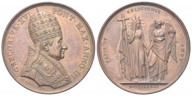 ROMA
Gregorio XVI (Bartolomeo Alberto Cappellari), 1831-1846.
Medaglia 1833 a. III opus G. Girometti.
Æ, gr. 33,25 mm 43,5
Dr. GREGORIVS XVI - PON...