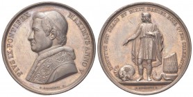 ROMA
Pio IX (Giovanni Maria Mastai Ferretti), 1846-1878.
Medaglia 1850 a. V opus G. Girometti.
Æ, gr. 39,42 mm 43,8
Dr. PIVS IX PONTIFEX - MAXIMVS...