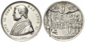 ROMA
Pio IX (Giovanni Maria Mastai Ferretti), 1846-1878.
Medaglia 1856 a. XI opus G. Bianchi.
Ag, gr. 36,08 mm 43,4
Dr. PIV IX PONT - MAX ANNO XI....