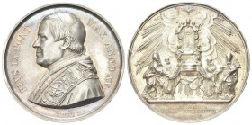 ROMA
Pio IX (Giovanni Maria Mastai Ferretti), 1846-1878.
Medaglia 1860 a. XV opus G. Bianchi.
Ag, gr. 33,82 mm 43
Dr. PIVS IX PONT - MAX ANNO XV. ...