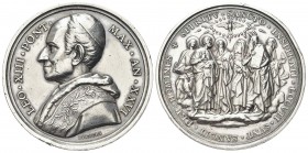ROMA
Leone XIII (Vincenzo Gioacchino Luigi Pecci), 1878-1903.
Medaglia 1882 a. XXVI opus F. Bianchi.
Ag, gr. 35,55 mm 43,6
Dr. LEO XIII PONT - MAX...