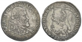 BOLOGNA
Pio IV (Giovanni Angelo Medici), 1559-1565.
Bianco.
Ag, gr. 4,71
Dr. PIVS IIII PONT MAX. Busto a d.
Rv. BONONIA - MATER STVDIORVM. Leone ...