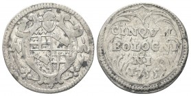 BOLOGNA
Benedetto XIV (Prospero Lorenzo Lambertini), 1740-1758.
Carlino da 5 Bolognini 1755.
Ag, gr. 1,22
Dr. Stemma di Bologna inquartato.
Rv. V...