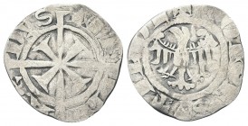 MERANO
Monete dei Conti di Tirolo-Gorizia. Mainardo II, 1271-1285.
Grosso Tirolino.
Ag, gr. 1,05
Dr. ME - IN - AR- DVS. Croce.
Rv. COMES - TIROL....