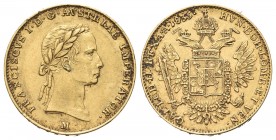 MILANO
Francesco I (II) d’Asburgo Lorena, Re del Lombardo Veneto, 1815-1835.
Mezza Sovrana 1835 - II Tipo.
Au, gr. 5,65
Dr. Testa laureata a d.
A...