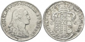 NAPOLI
Ferdinando IV (I) di Borbone, 1759-1816.
Piastra da 120 Grana 1786.
Ag, gr 26,99
Dr. FERDINAN IV D G SICILIAR ET HIE REX, Busto corazzato a...