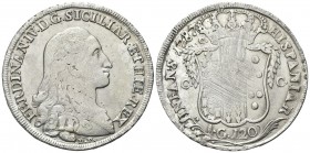NAPOLI
Ferdinando IV (I) di Borbone, 1759-1816.
Piastra da 120 Grana 1787, sigle D P.
Ag, gr. 27,15
Dr. FERDINAND IV D G SICILIAR ET HIE REX, Bust...