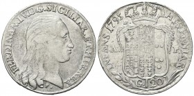 NAPOLI
Ferdinando IV (I) di Borbone, 1759-1816.
Piastra da 120 Grana 1795.
Ag, gr. 27,30
Dr. FERDINAN IV D G SICILIAR ET HIE REX, Testa nuda a d....