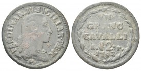 NAPOLI
Ferdinando IV (I) di Borbone, 1759-1816.
Grano 1792.
Æ, gr. 5,52
Dr. FERDINANDVS IV SICILIAR REX, Busto corazzato a d., con capelli fluenti...